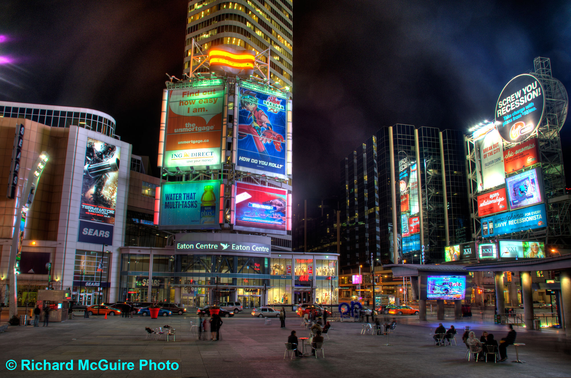 Dundas Square and the Eaton Centre, Toronto, at Night - HDR